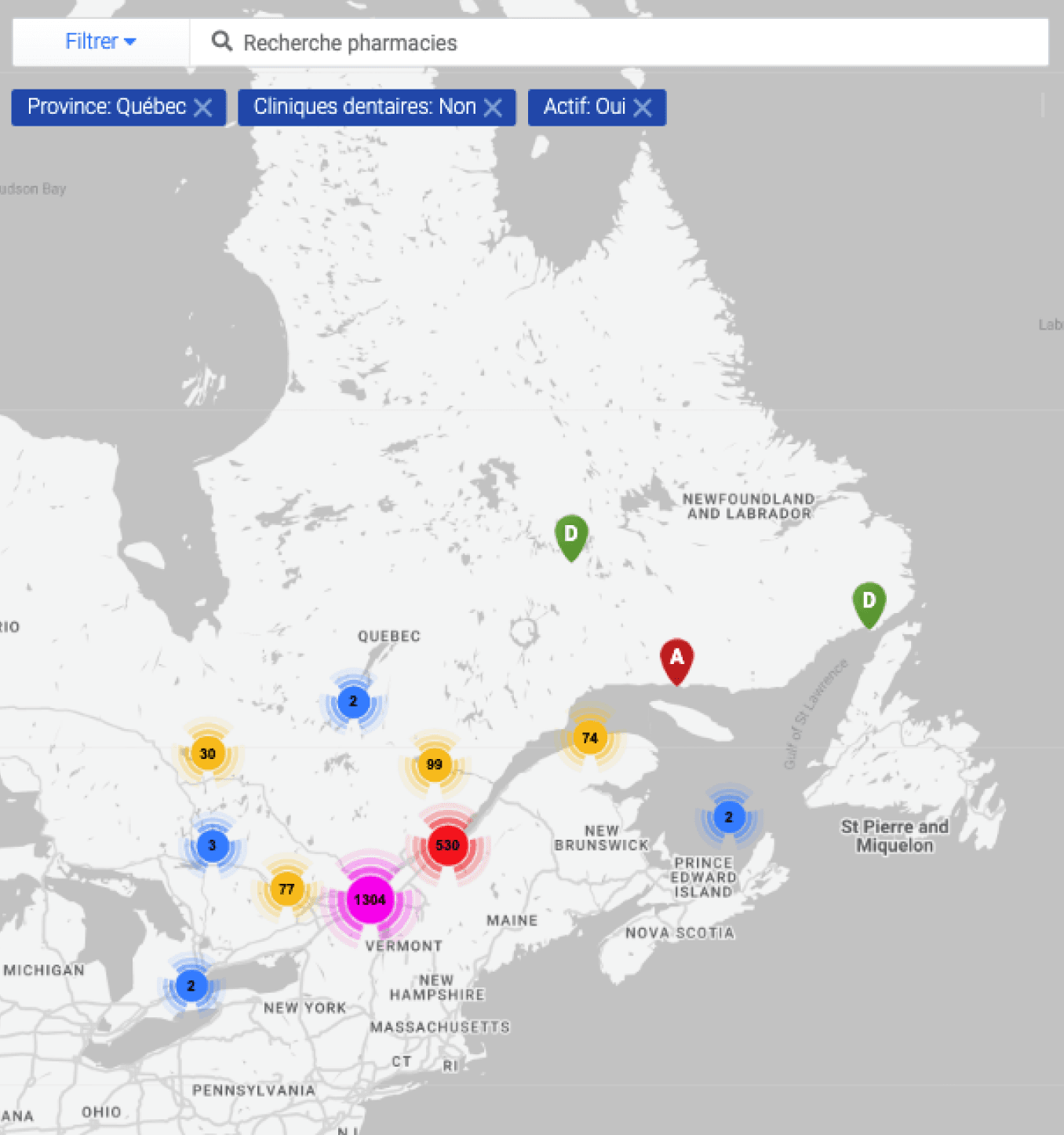 The interactive map is a major part of the representative's tools as it displays clients and tasks by priority.